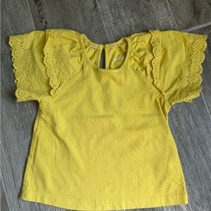 Mini Boden Yellow Eyelet Sleeve Top 3-4Y